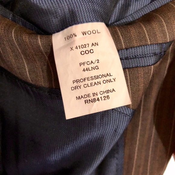 Paul Fredrick 3 Piece Cocoa Stripe 3 Button Suit - Picture 5 of 6